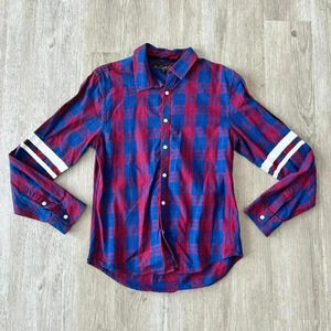 Mens G by Guess Blue/Red Plaid Button Up Shirt - M